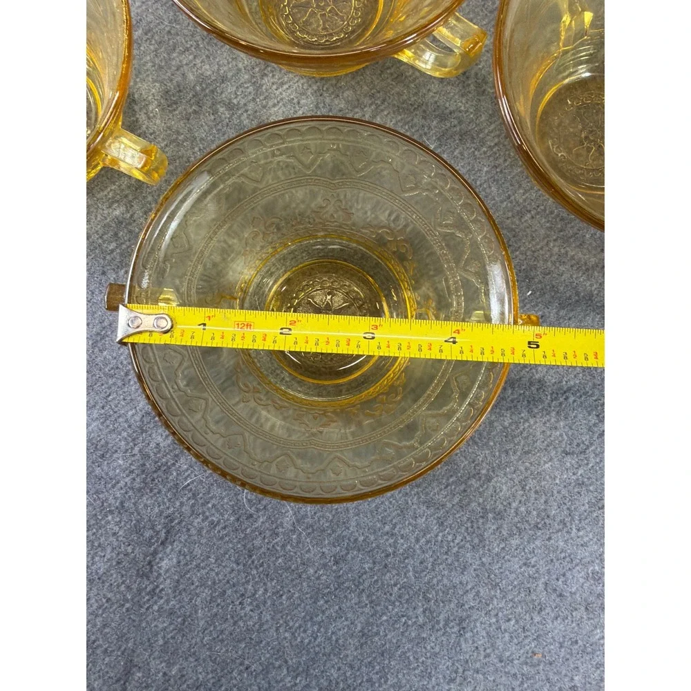 Federal Glass Patrician Spoke Bouillon Cups Set 4 Amber Depression Glass Vintage